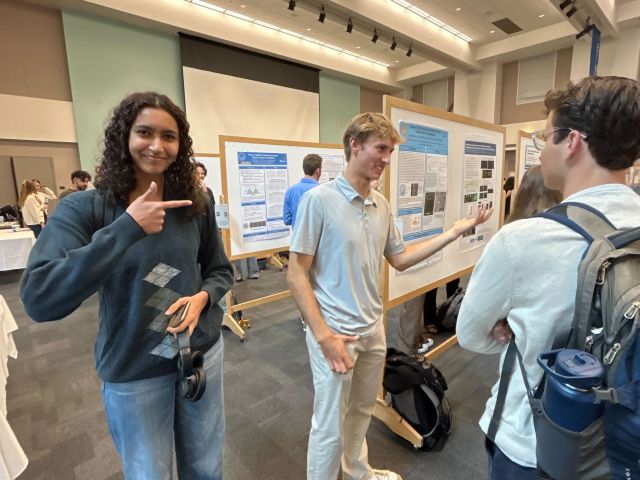 Vidya supporting Xander at the 2024 UCSB URCA poster colloquium